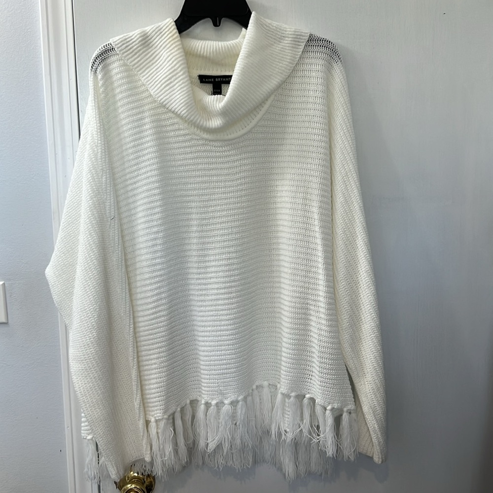 Lane Bryant sweater pull over winter white with long sleeve size 2X cowl neck